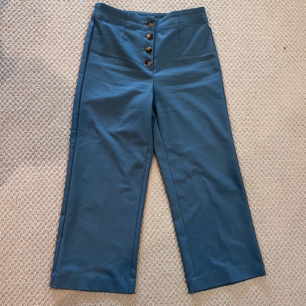 LOFT Wide Leg Button Front Trouser
